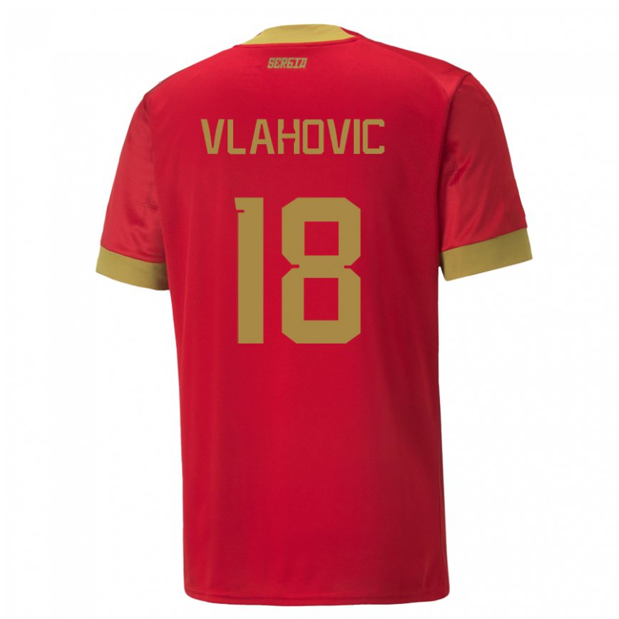 Hombre Camiseta Serbia Dusan Vlahovic #18 Rojo 1ª Equipación 22-24 México