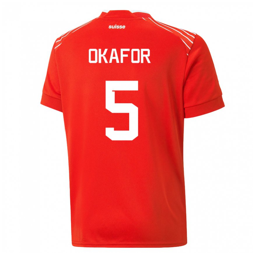 Hombre Camiseta Suiza Noah Okafor #5 Rojo 1ª Equipación 22-24 México