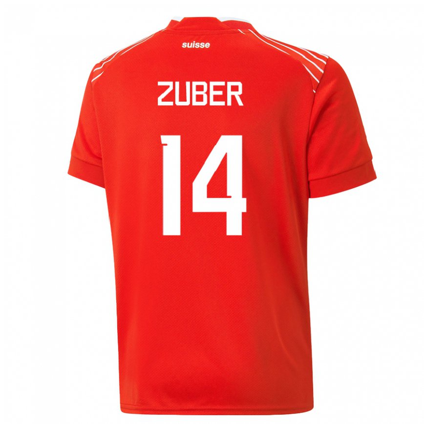 Hombre Camiseta Suiza Steven Zuber #14 Rojo 1ª Equipación 22-24 México