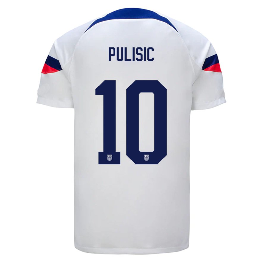 Hombre Camiseta Estados Unidos Christian Pulisic #10 Blanco 1ª Equipación 22-24 México
