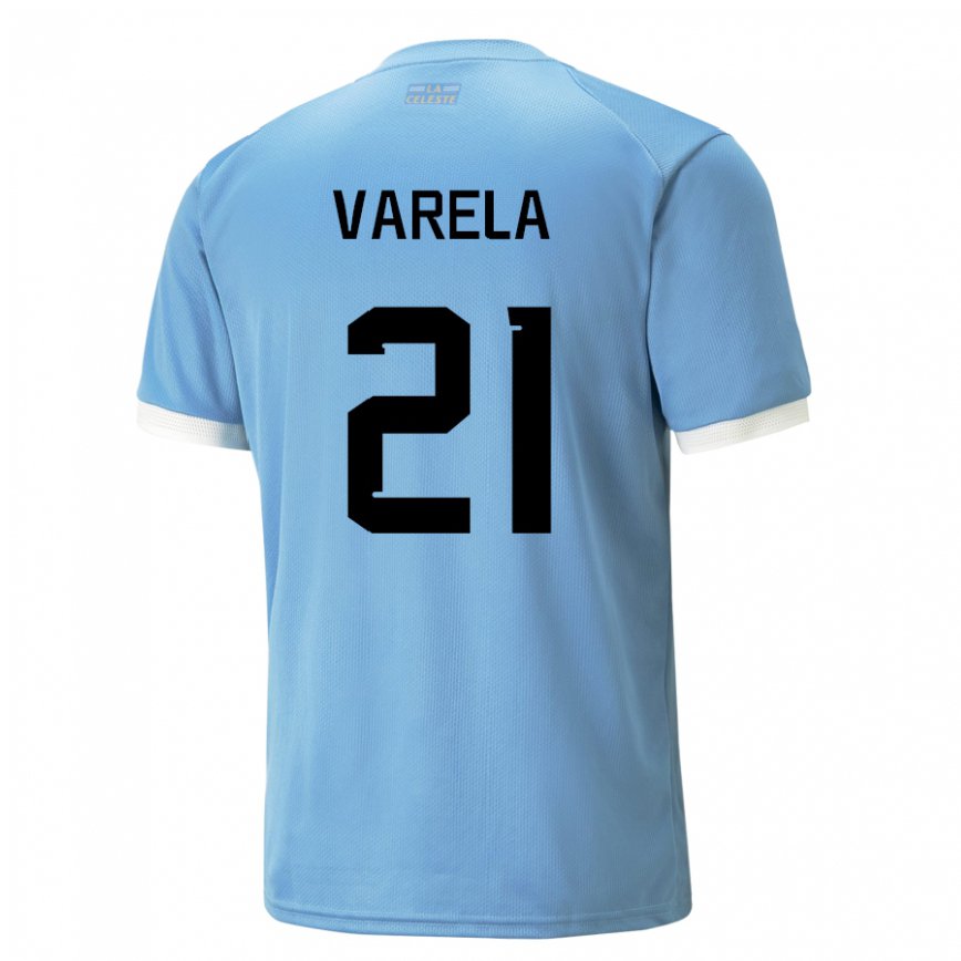 Hombre Camiseta Uruguay Gullermo Varela #21 Azul 1ª Equipación 22-24 México