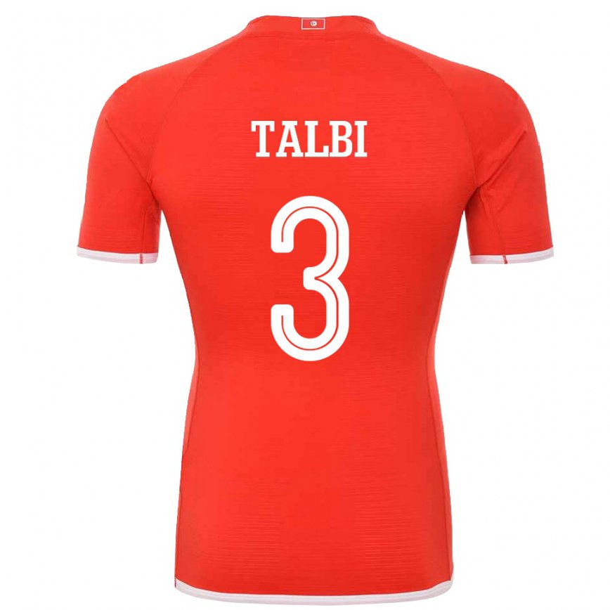 Hombre Camiseta Túnez Montassar Talbi #3 Rojo 1ª Equipación 22-24 México