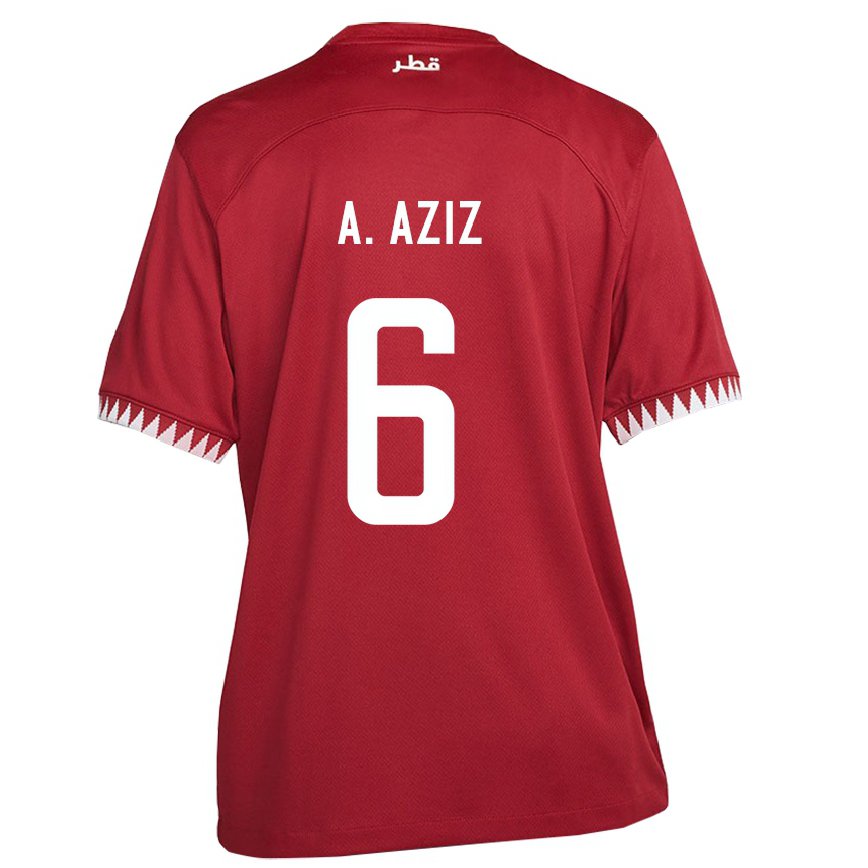 Hombre Camiseta Catar Abdulaziz Hatem #6 Granate 1ª Equipación 22-24 México