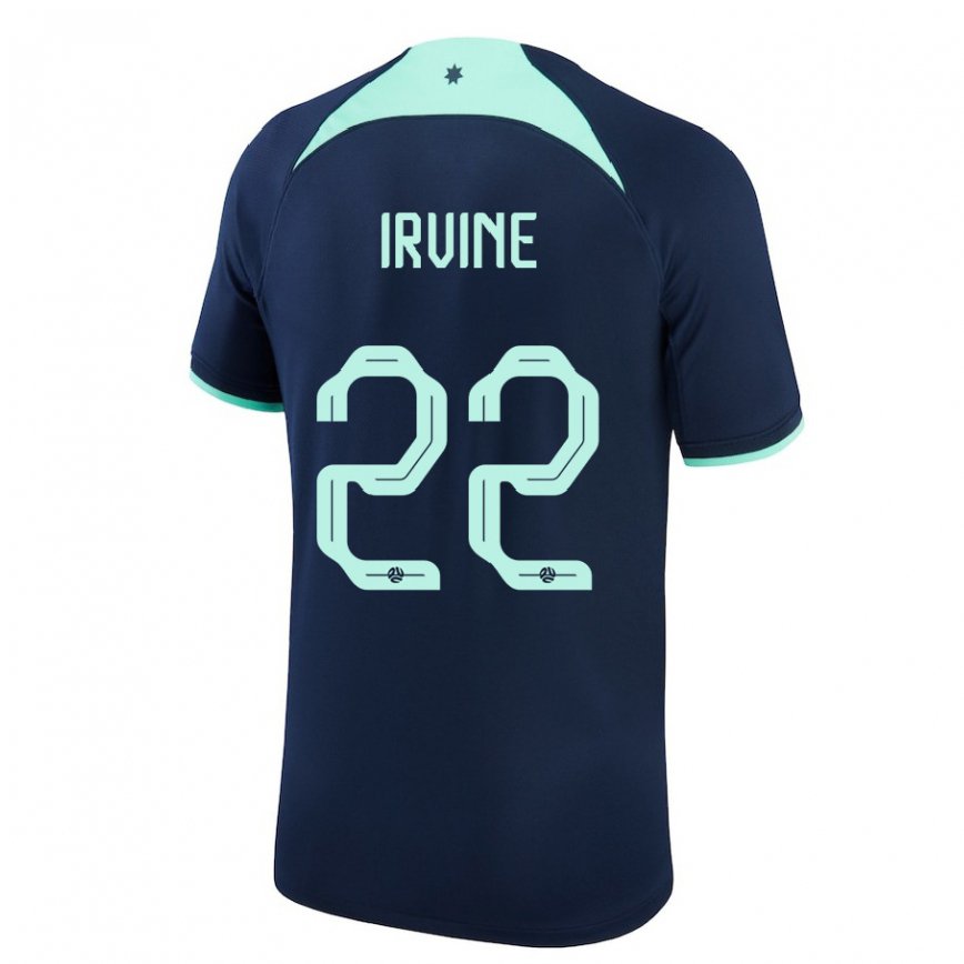 Hombre Camiseta Australia Jackson Irvine #22 Azul Oscuro 2ª Equipación 22-24 México