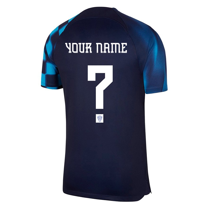Hombre Camiseta Croacia Su Nombre #0 Azul Oscuro 2ª Equipación 22-24 México