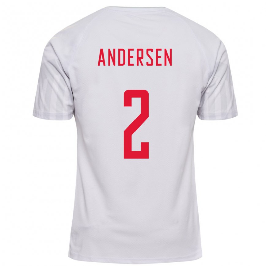 Hombre Camiseta Dinamarca Joachim Andersen #2 Blanco 2ª Equipación 22-24 México