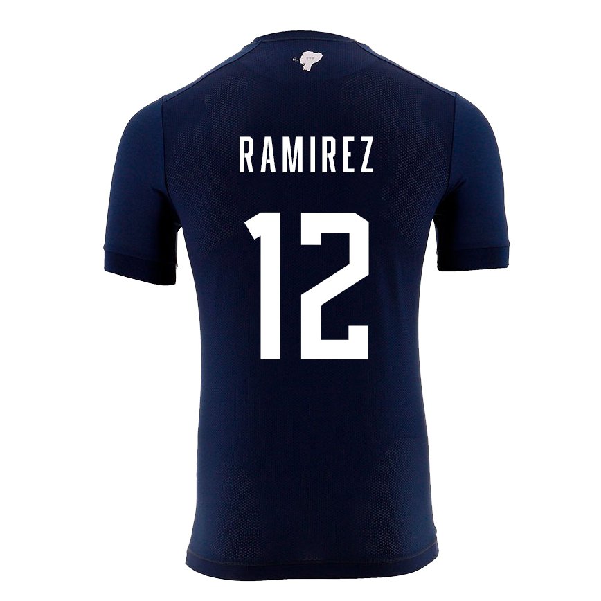 Hombre Camiseta Ecuador Moises Ramirez #12 Azul Marino 2ª Equipación 22-24 México