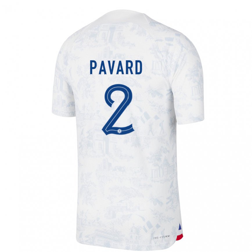 Hombre Camiseta Francia Benjamin Pavard #2 Blanco Azul 2ª Equipación 22-24 México