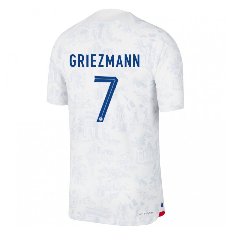 Hombre Camiseta Francia Antoine Griezmann #7 Blanco Azul 2ª Equipación 22-24 México