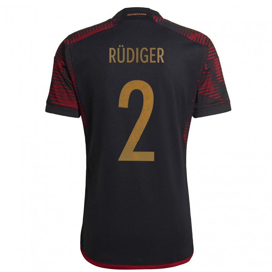 Hombre Camiseta Alemania Antonio Rudiger #2 Granate Negro 2ª Equipación 22-24 México