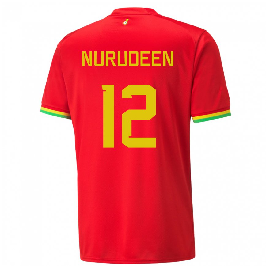 Hombre Camiseta Ghana Abdul Nurudeen #12 Rojo 2ª Equipación 22-24 México