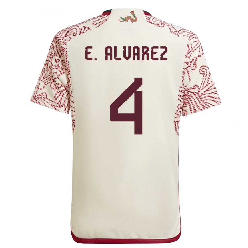 Hombre Camiseta México Edson Alvarez #4 Maravilla Blanco Rojo 2ª Equipación 22-24 México