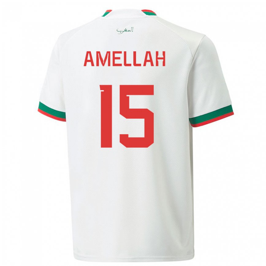 Hombre Camiseta Marruecos Selim Amellah #15 Blanco 2ª Equipación 22-24 México