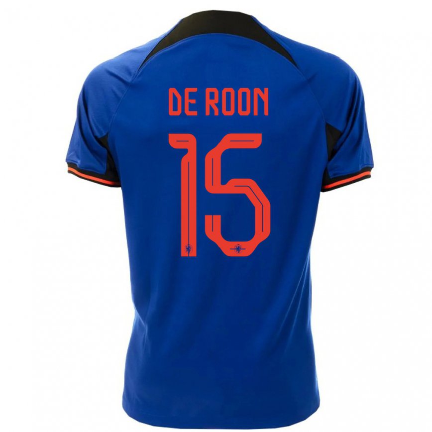 Hombre Camiseta Países Bajos Marten De Roon #15 Azul Real 2ª Equipación 22-24 México