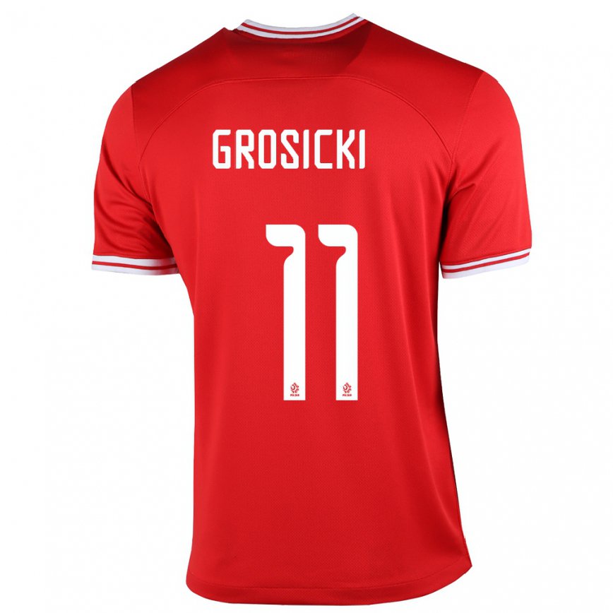Hombre Camiseta Polonia Kamil Grosicki #11 Rojo 2ª Equipación 22-24 México