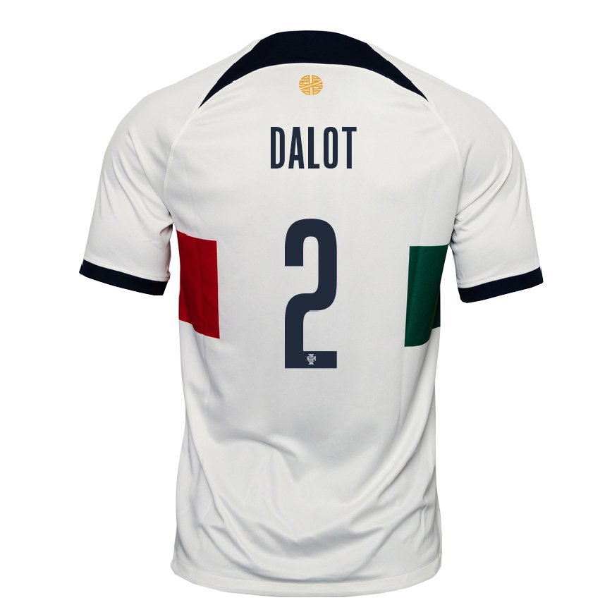 Hombre Camiseta Portugal Diogo Dalot #2 Blanco 2ª Equipación 22-24 México