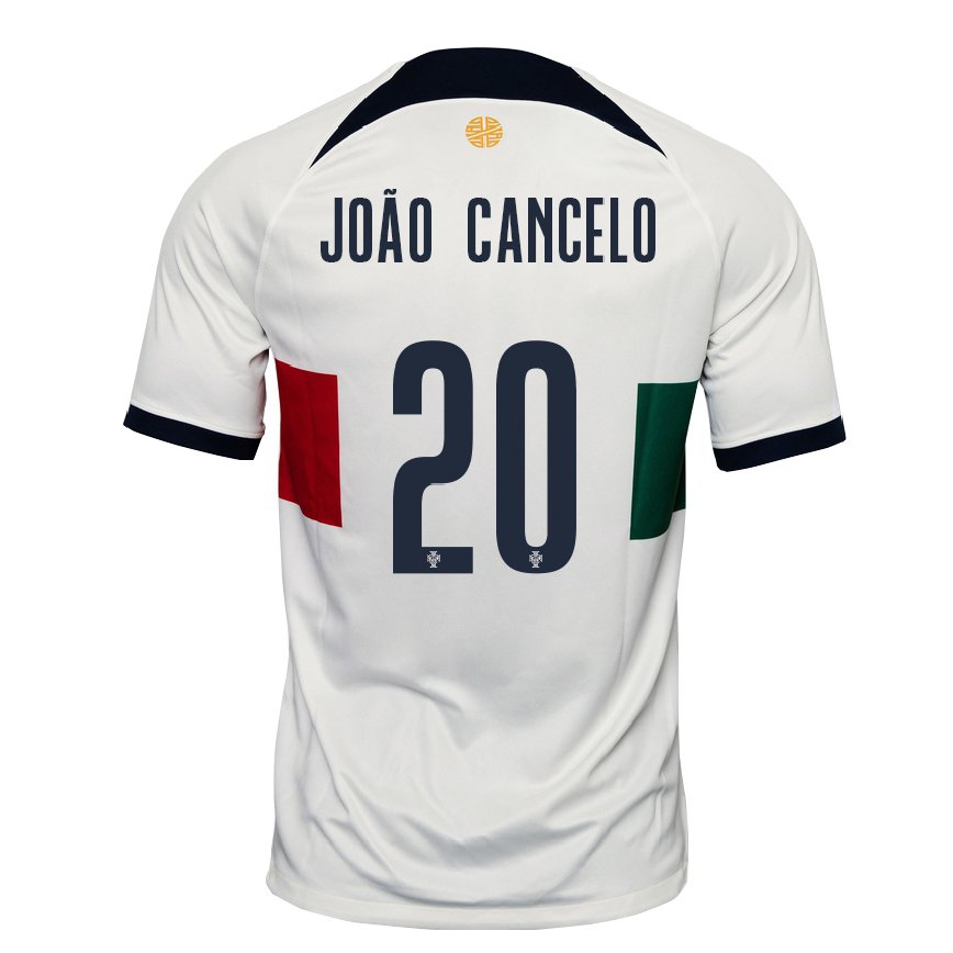 Hombre Camiseta Portugal Joao Cancelo #20 Blanco 2ª Equipación 22-24 México