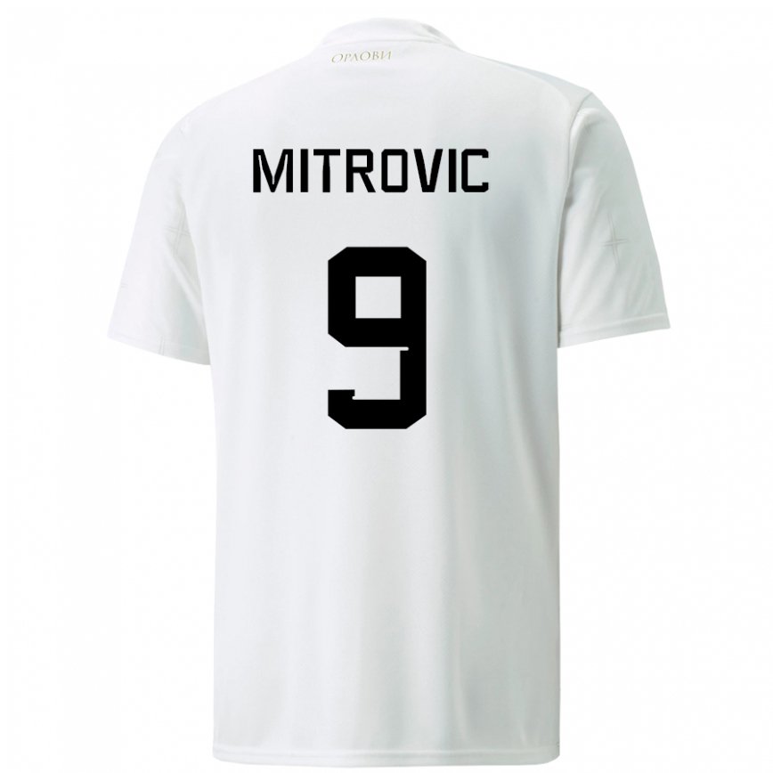 Hombre Camiseta Serbia Aleksandar Mitrovic #9 Blanco 2ª Equipación 22-24 México