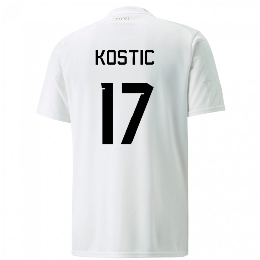 Hombre Camiseta Serbia Filip Kostic #17 Blanco 2ª Equipación 22-24 México