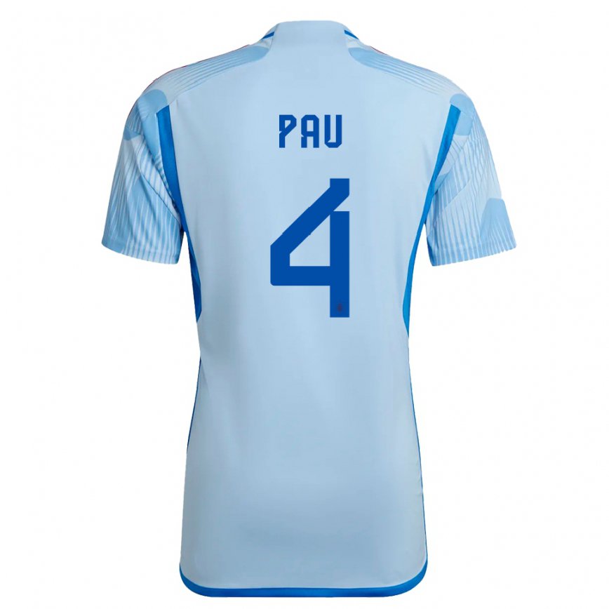 Hombre Camiseta España Pau Torres #4 Cielo Azul 2ª Equipación 22-24 México