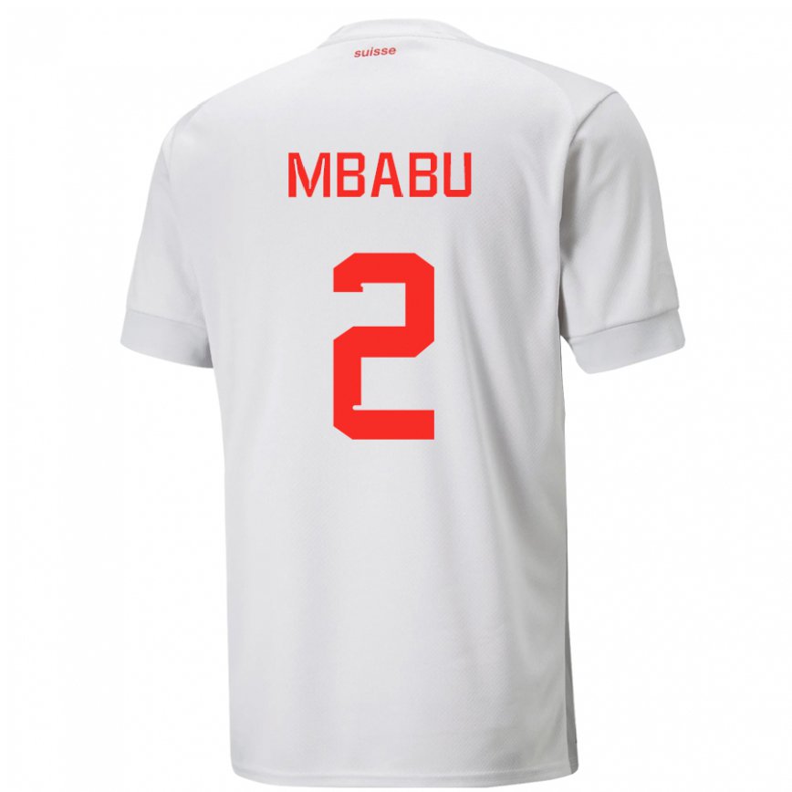 Hombre Camiseta Suiza Kevin Mbabu #2 Blanco 2ª Equipación 22-24 México