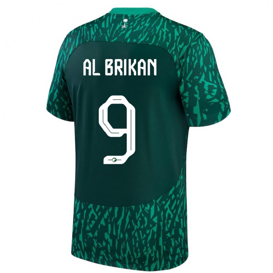 Hombre Camiseta Arabia Saudita Feras Al Brikan #9 Verde Oscuro 2ª Equipación 22-24 México