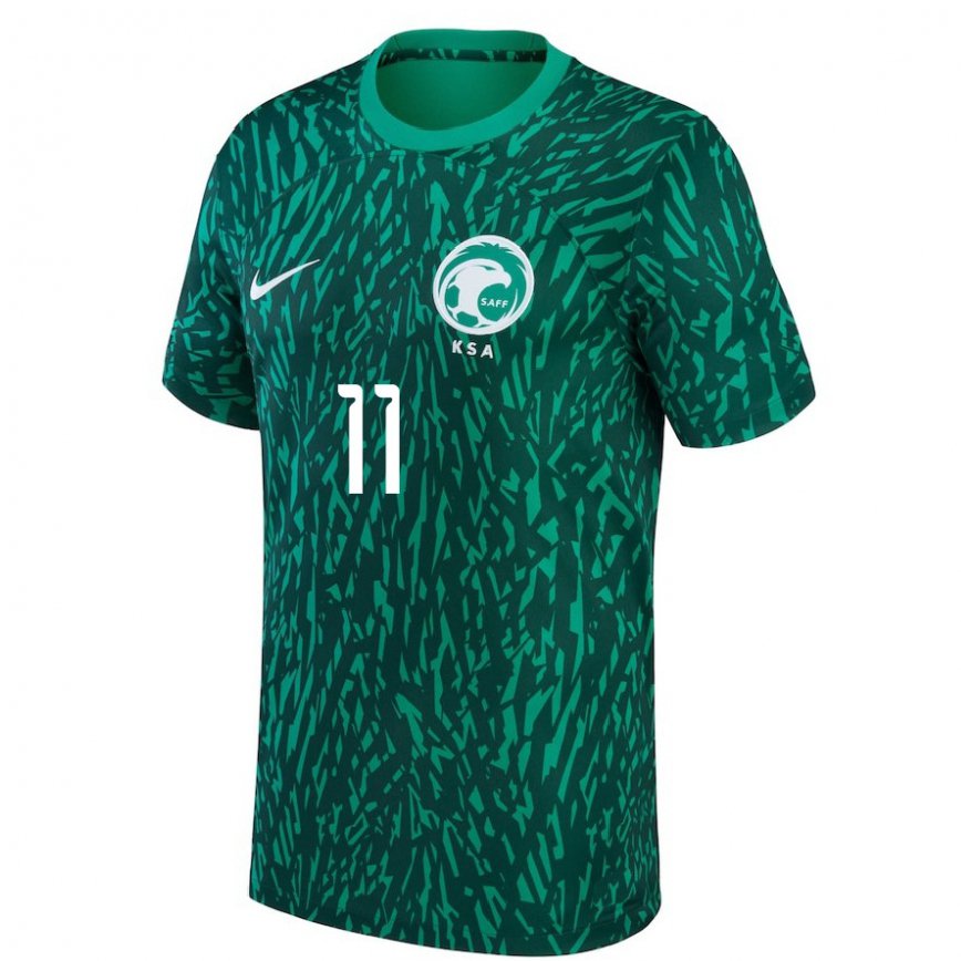 Hombre Camiseta Arabia Saudita Haitham Asiri #11 Verde Oscuro 2ª Equipación 22-24 México