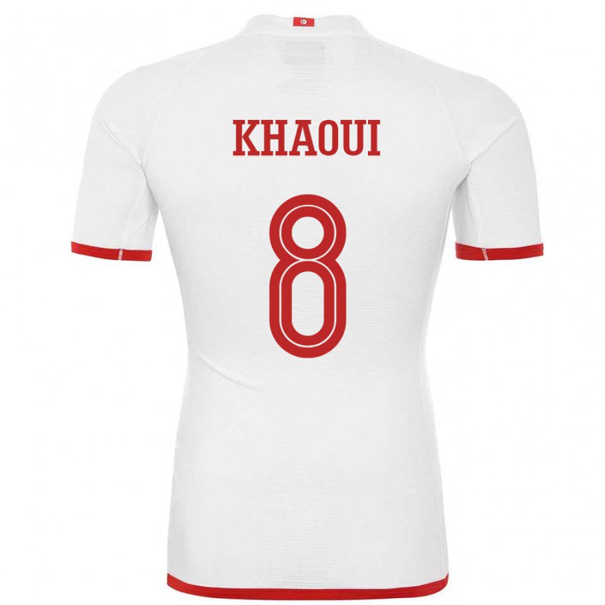 Hombre Camiseta Túnez Saif Eddine Khaoui #8 Blanco 2ª Equipación 22-24 México