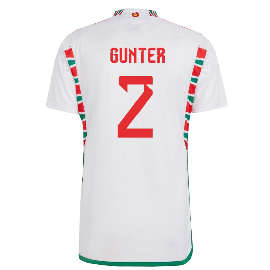 Hombre Camiseta Gales Chris Gunter #2 Blanco 2ª Equipación 22-24 México
