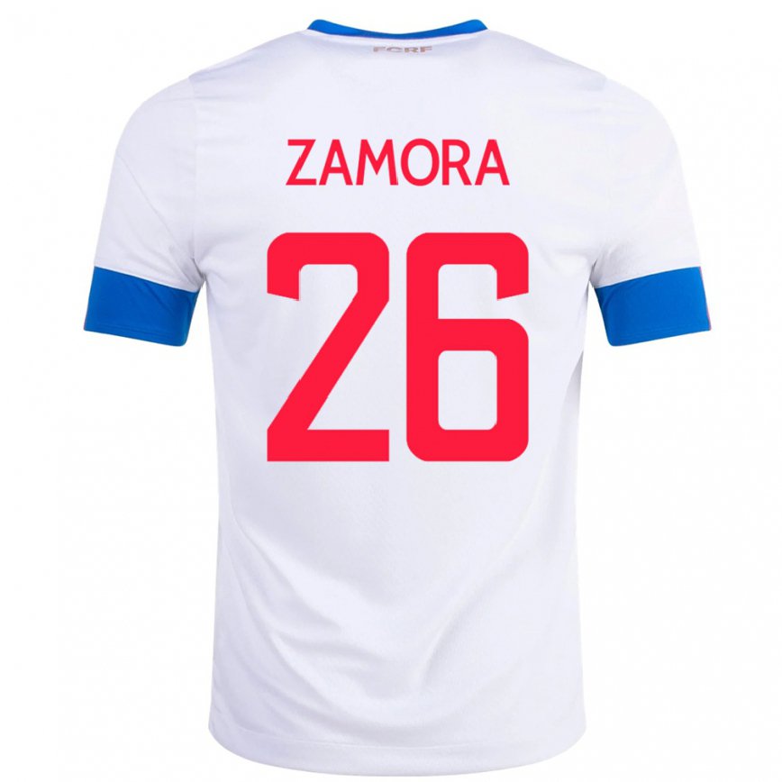 Hombre Camiseta Costa Rica Alvaro Zamora #26 Blanco 2ª Equipación 22-24 México