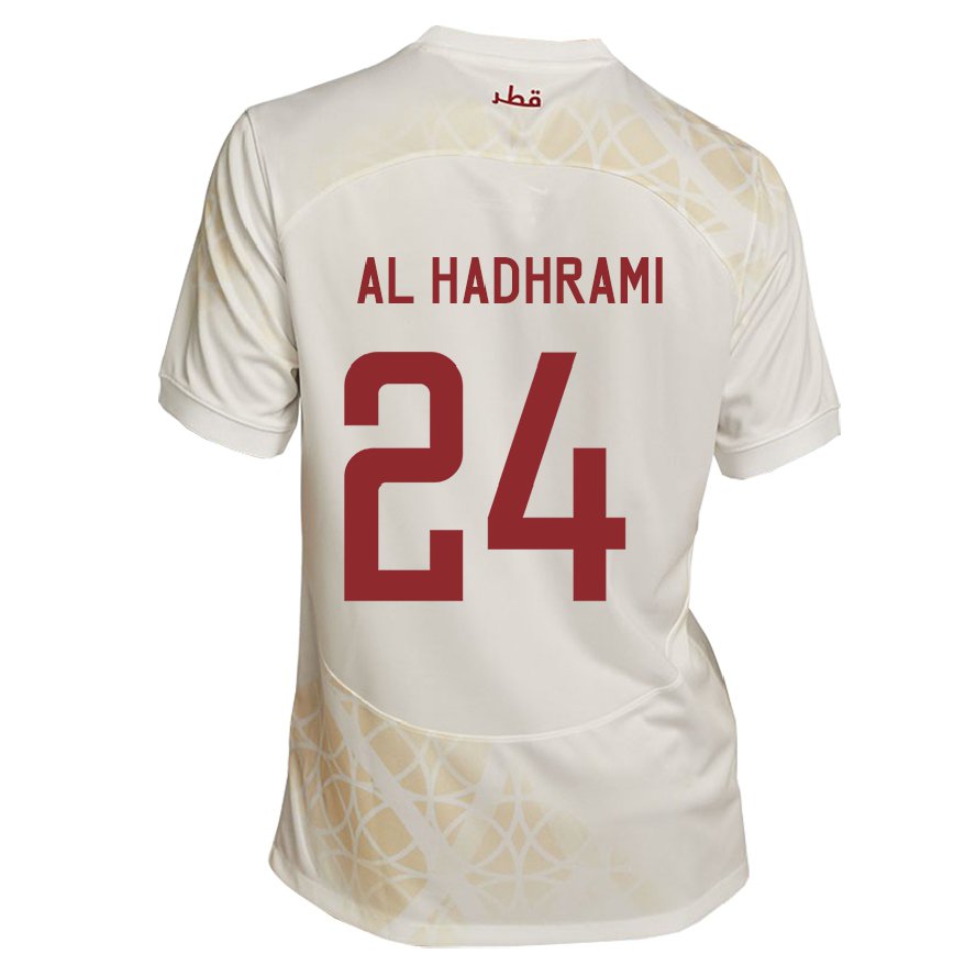 Hombre Camiseta Catar Naif Abdulraheem Al Hadhrami #24 Beis Dorado 2ª Equipación 22-24 México