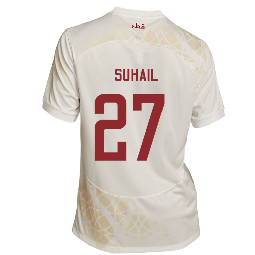 Hombre Camiseta Catar Ahmed Suhail #27 Beis Dorado 2ª Equipación 22-24 México