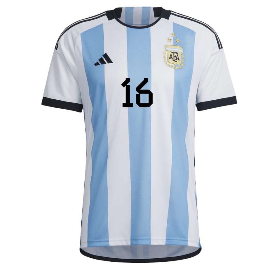 Mujer Camiseta Argentina Angel Correa #16 Blanco Cielo Azul 1ª Equipación 22-24 México