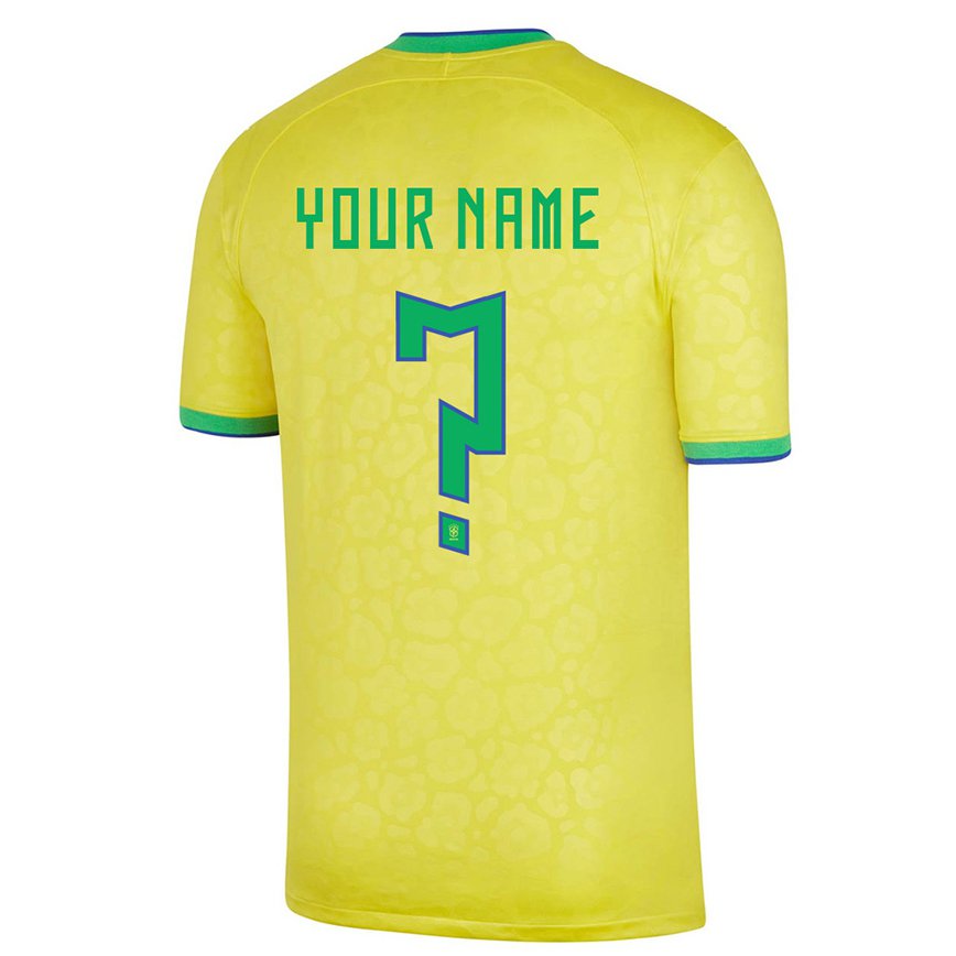 Mujer Camiseta Brasil Su Nombre #0 Amarillo 1ª Equipación 22-24 México