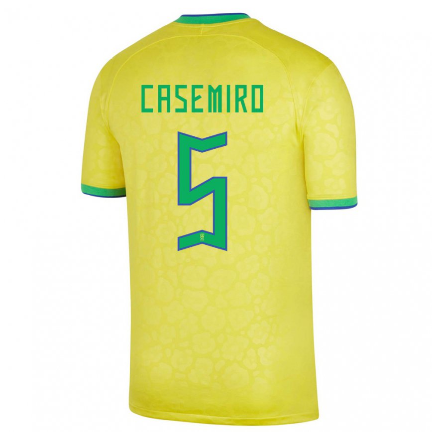 Mujer Camiseta Brasil Casemiro #5 Amarillo 1ª Equipación 22-24 México