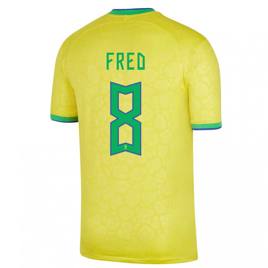 Mujer Camiseta Brasil Fred #8 Amarillo 1ª Equipación 22-24 México