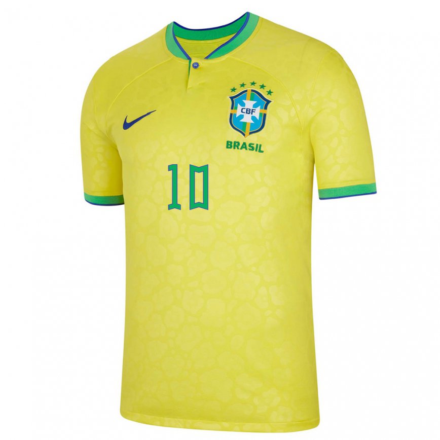 Mujer Camiseta Brasil Neymar #10 Amarillo 1ª Equipación 22-24 México