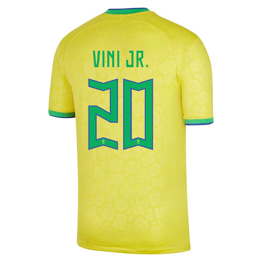 Mujer Camiseta Brasil Vinicius Junior #20 Amarillo 1ª Equipación 22-24 México