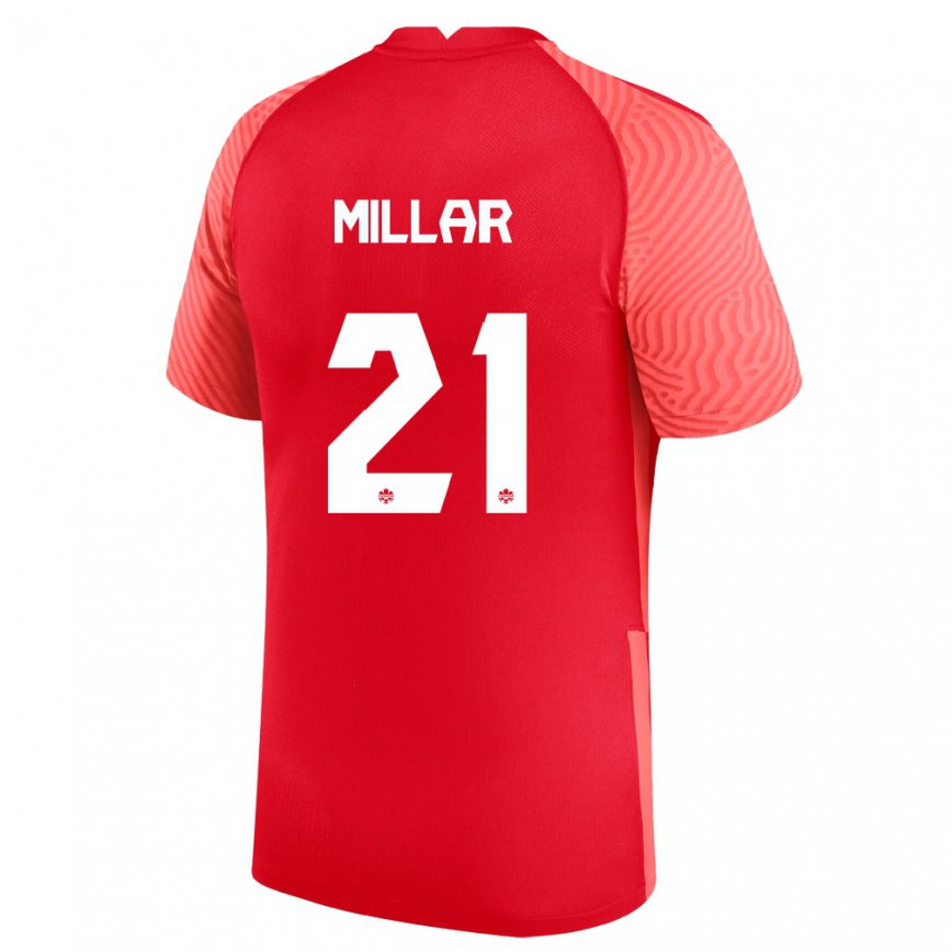 Mujer Camiseta Canadá Liam Millar #21 Rojo 1ª Equipación 22-24 México