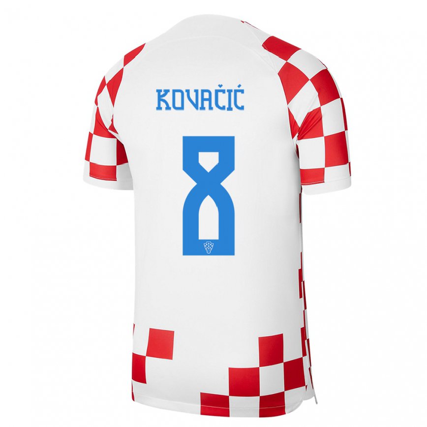 Mujer Camiseta Croacia Mateo Kovacic #8 Rojo Blanco 1ª Equipación 22-24 México