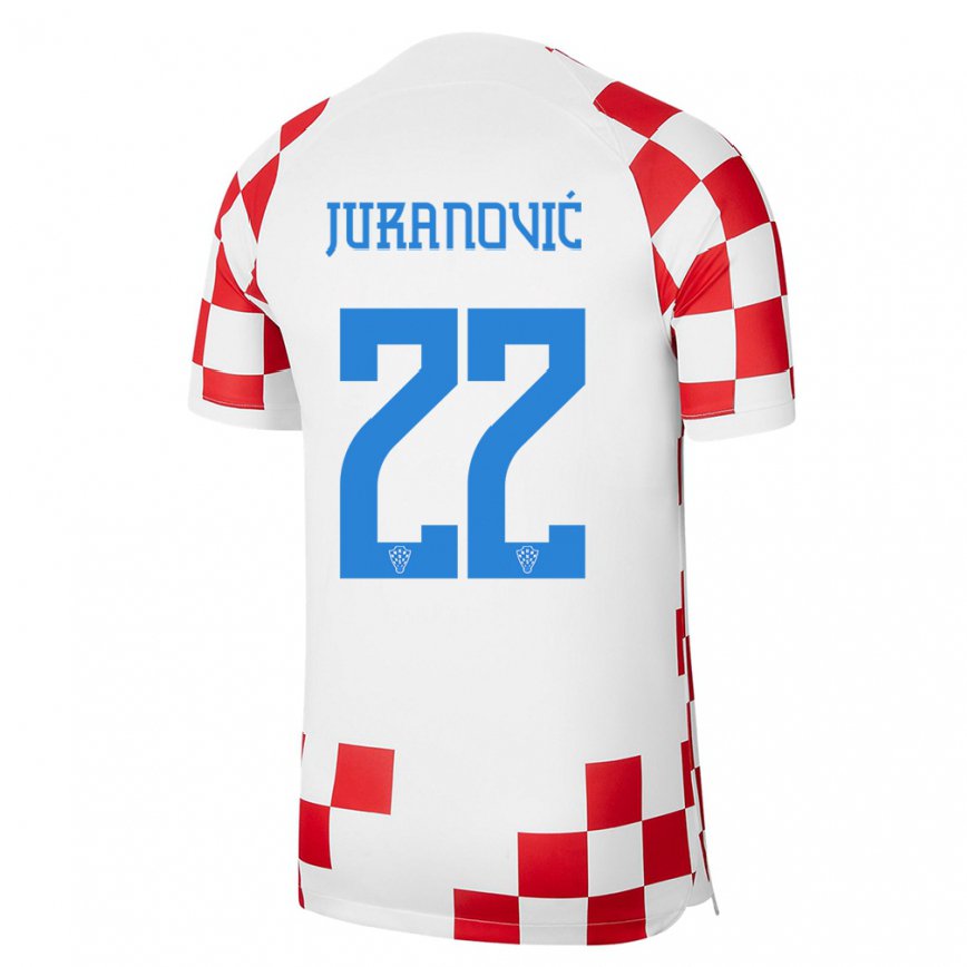 Mujer Camiseta Croacia Josip Juranovic #22 Rojo Blanco 1ª Equipación 22-24 México