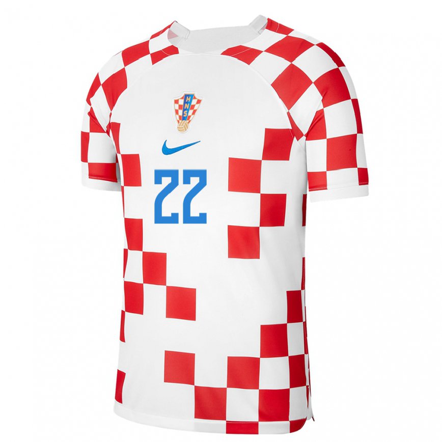 Mujer Camiseta Croacia Josip Juranovic #22 Rojo Blanco 1ª Equipación 22-24 México