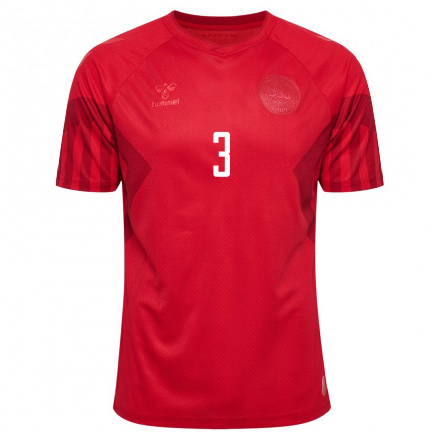 Mujer Camiseta Dinamarca Victor Nelsson #3 Rojo 1ª Equipación 22-24 México