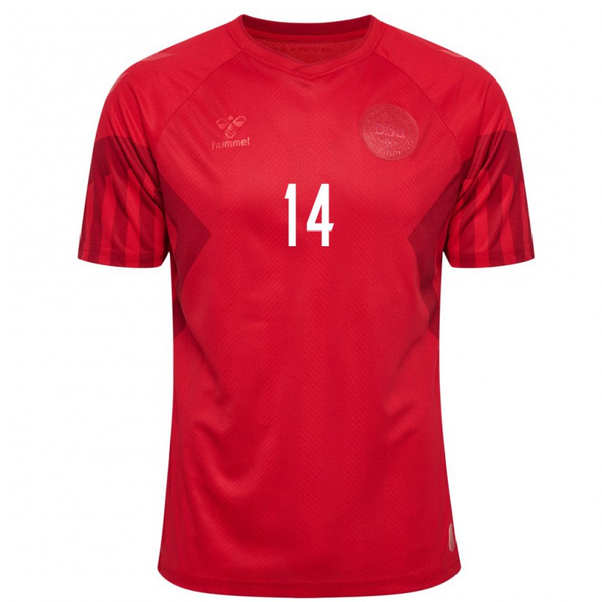 Mujer Camiseta Dinamarca Anders Dreyer #14 Rojo 1ª Equipación 22-24 México
