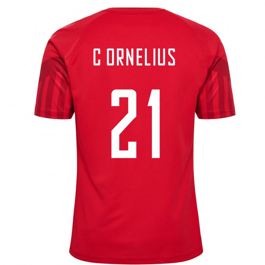 Mujer Camiseta Dinamarca Andreas Cornelius #21 Rojo 1ª Equipación 22-24 México