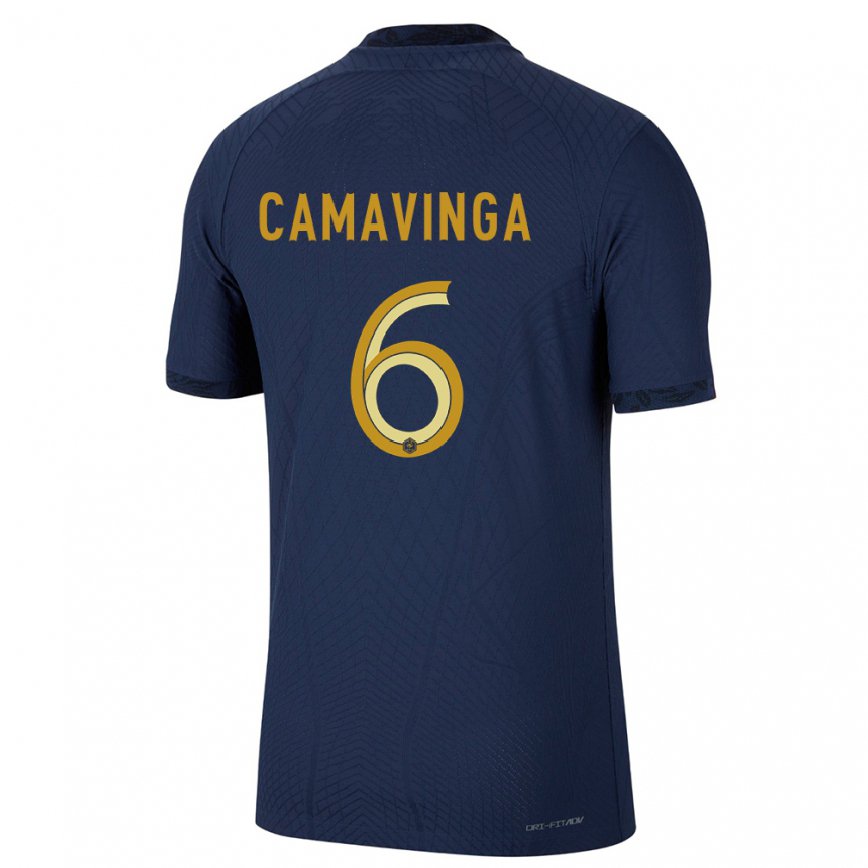 Mujer Camiseta Francia Eduardo Camavinga #6 Azul Marino 1ª Equipación 22-24 México
