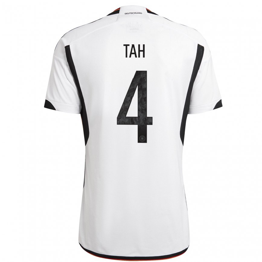 Mujer Camiseta Alemania Jonathan Tah #4 Blanco Negro 1ª Equipación 22-24 México