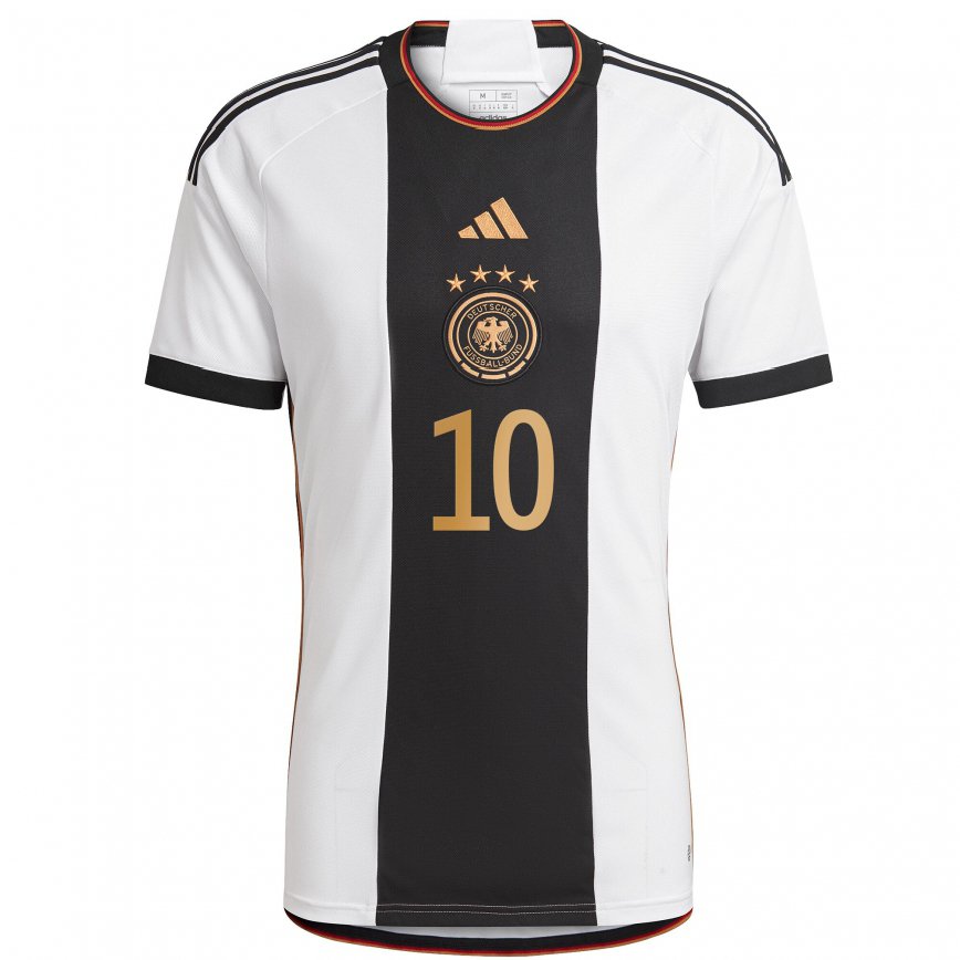 Mujer Camiseta Alemania Serge Gnabry #10 Blanco Negro 1ª Equipación 22-24 México