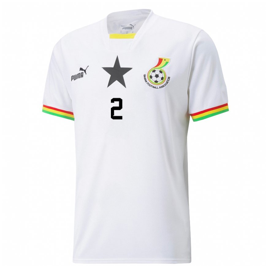 Mujer Camiseta Ghana Tariq Lamptey #2 Blanco 1ª Equipación 22-24 México