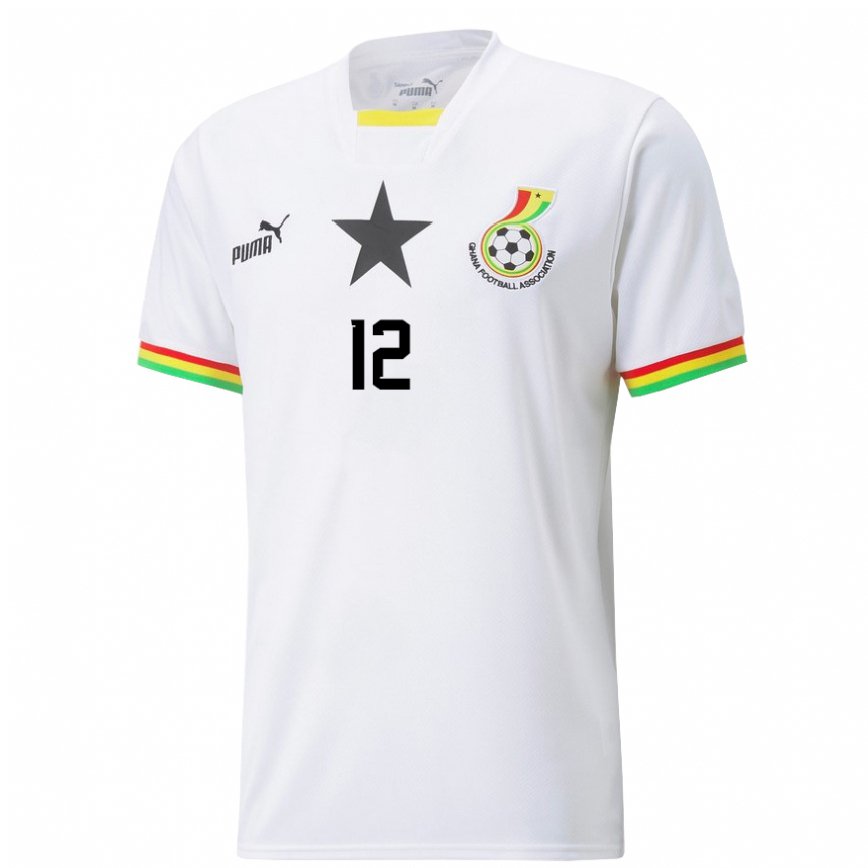 Mujer Camiseta Ghana Abdul Nurudeen #12 Blanco 1ª Equipación 22-24 México